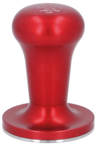 MOTTA luxusný červený hliníkový tamper s priemerom 58,5 mm s plochou lisovacou plochou pre kávovar