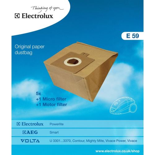 Aeg Electrolux 9001966002 E59 originálne papierové vrecká 5 ks pre vysávač Powerlite