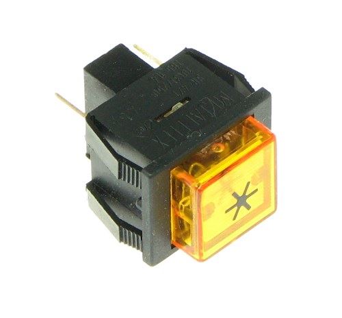 Vypínač tlačítkový, 22 x 30 mm, 10A, oranžový