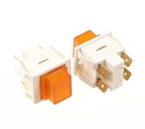 Vypínač tlačítkový, 22 x 30 mm, 10A, oranžová barva