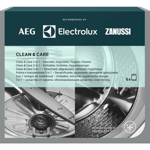 Aeg Electrolux Zanussi 9029799187 6x sada M3GCP400 3 v1 odvápňovač, odmasťovač, dezinfekčný prostriedok na údržbu a čistenie práčky a umývačky riadu